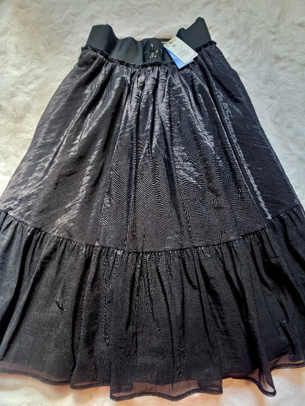 NWT Adidas Originals Waistband Tulle Maxi Skirt | Black, XL - Picture 2 of 9